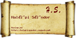 Halápi Sándor névjegykártya